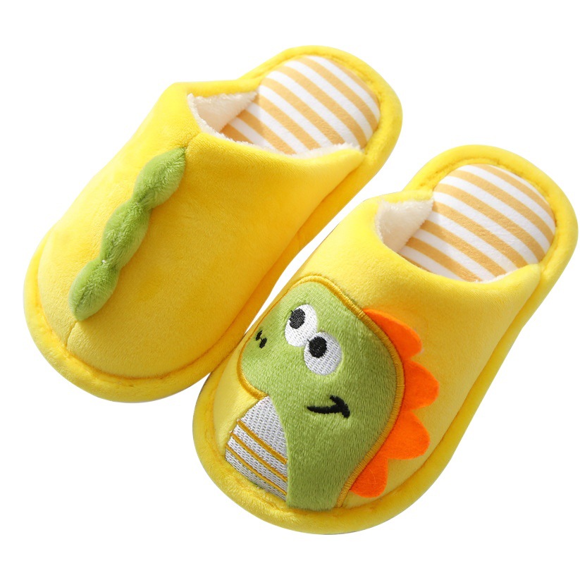 Children's Cotton Slippers Home Indoor Soft Bottom Autumn and Winter Wool Slippers Winter Girls Boys Baby Cotton Slippers Little Dinosaur