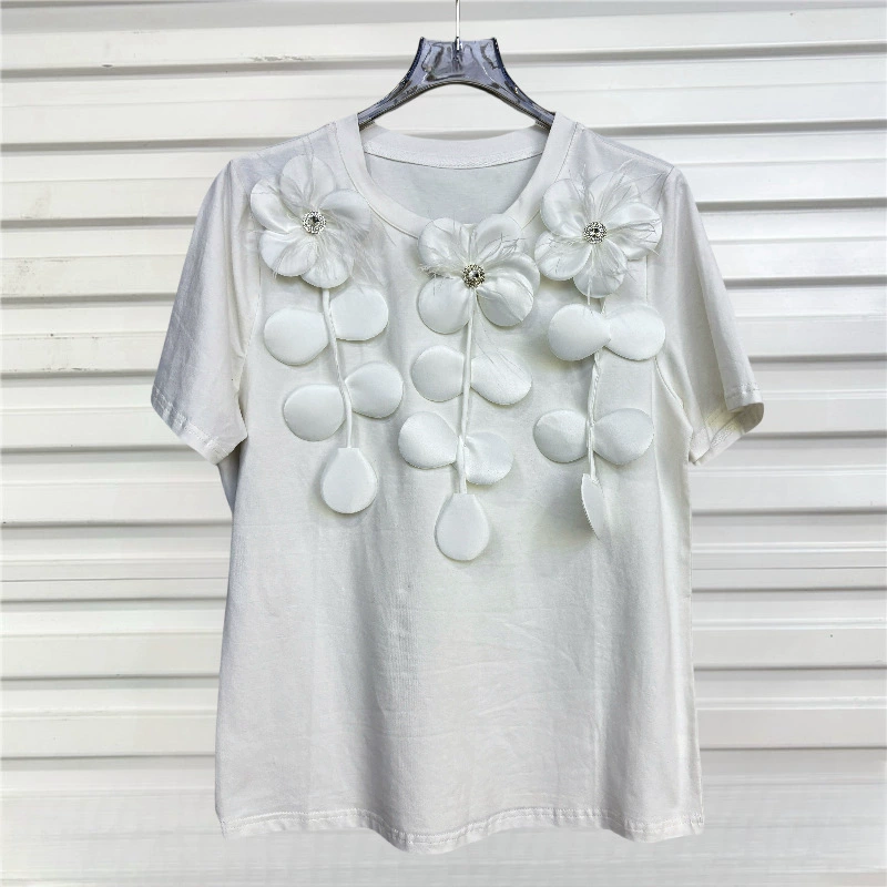 Летний новый дизайн, женский простой пуловер с короткими рукавами и круглым вырезом, футболка, модные универсальные топы с половиной рукавов