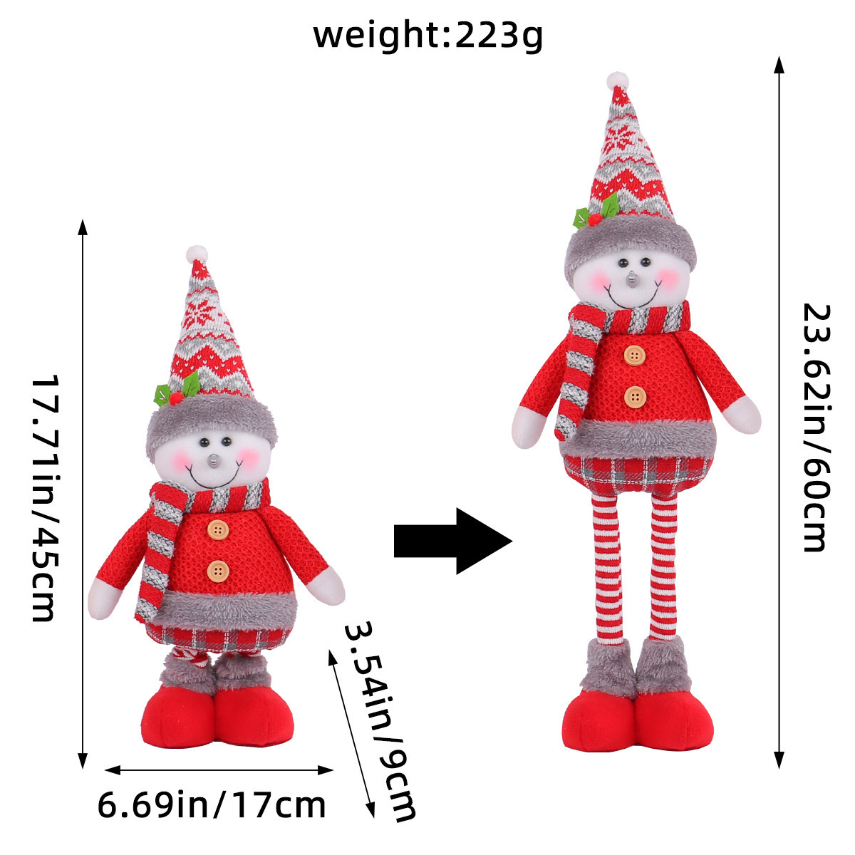 B2-27 sombrero de punto rojo pie retráctil muñeco de nieve