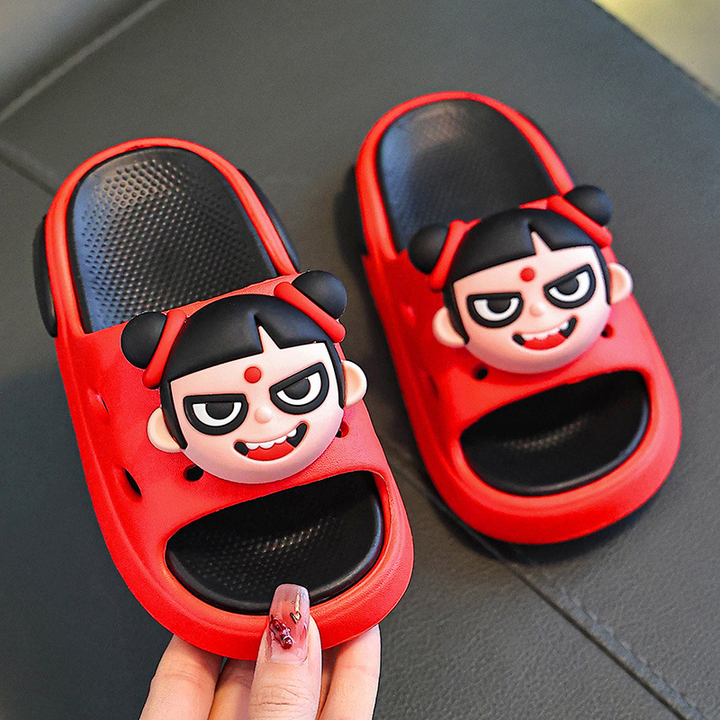 Nezha zapatillas para niños niño EVA niño niña baño de verano baño interior bebé hogar fondo suave antideslizante