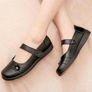 2024 Summer New Foreign Trade Soft Sole Mother Shoes Velcro Casual Women's Shoes Comfortable Flat Shallow Mouth Single Shoes for Women