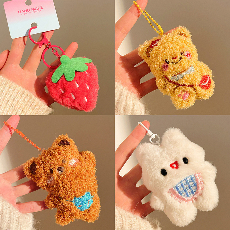Cartoon Plush Doll Keychain Pendant Versatile Keyring Toy Hanging Ornament Small Animal