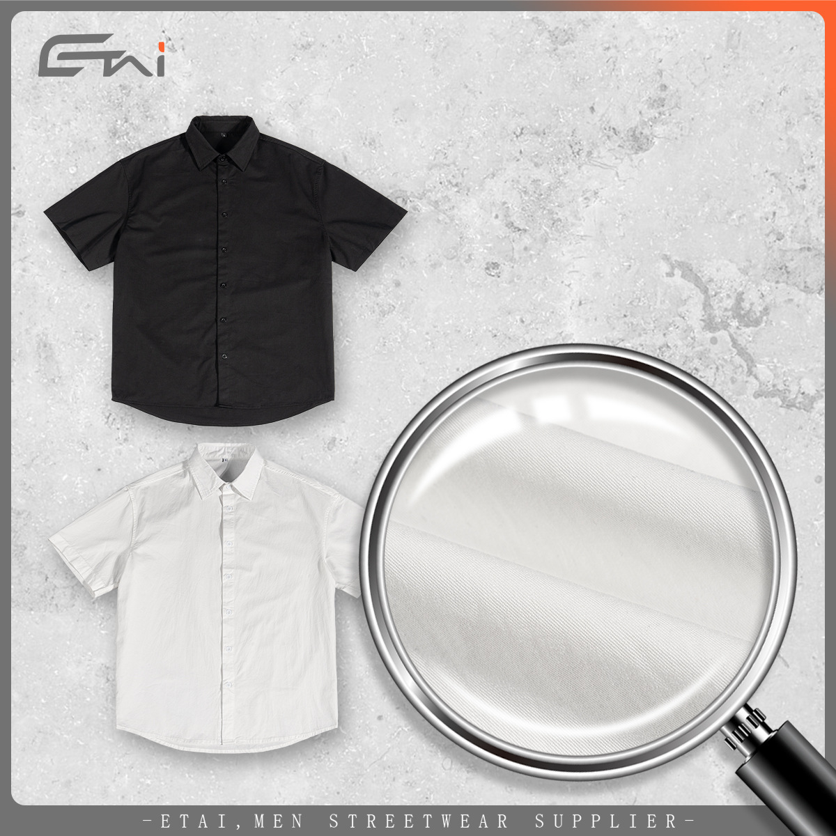 ETAI Hombre| Verano exterior ligero suelto camisa de manga corta hombre de color sólido marca de moda camisa casual de algodón