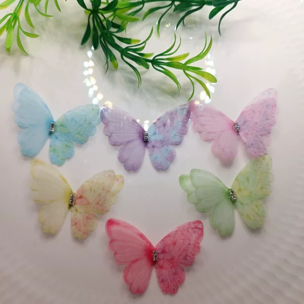 5cm Double-Layered Tulle Butterfly DIY Hair Clips, Clothing, Eye Makeup Materials, Accessories, Face Stickers, Selfie Photos