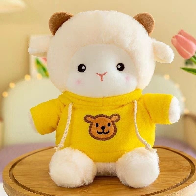 Muñeca de cambio de ropa de oveja de Polk almohada regalo de cumpleaños actividad de seguridad arrojando muñeca de agarración emoción acompañante muñeca de cordero