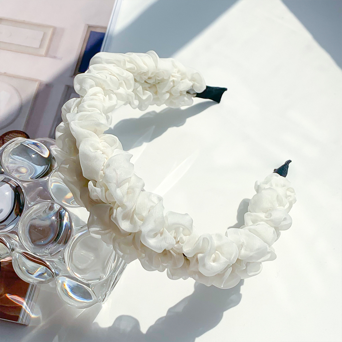 Serre-tête plissé en maille style mode accessoire cheveux_voghion.com