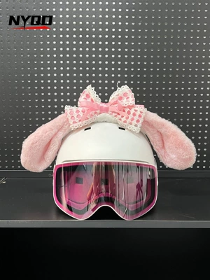 Motosiklet dəbilqələri, Plush Bunny Ears Stickers - jade-gui-dog-pink-excluding-helmet