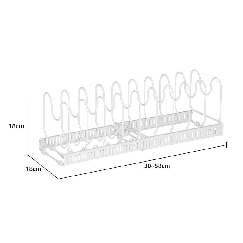 Estante ajustable retráctil para tapas, platos y ollas, organizador multifuncional de cocina
