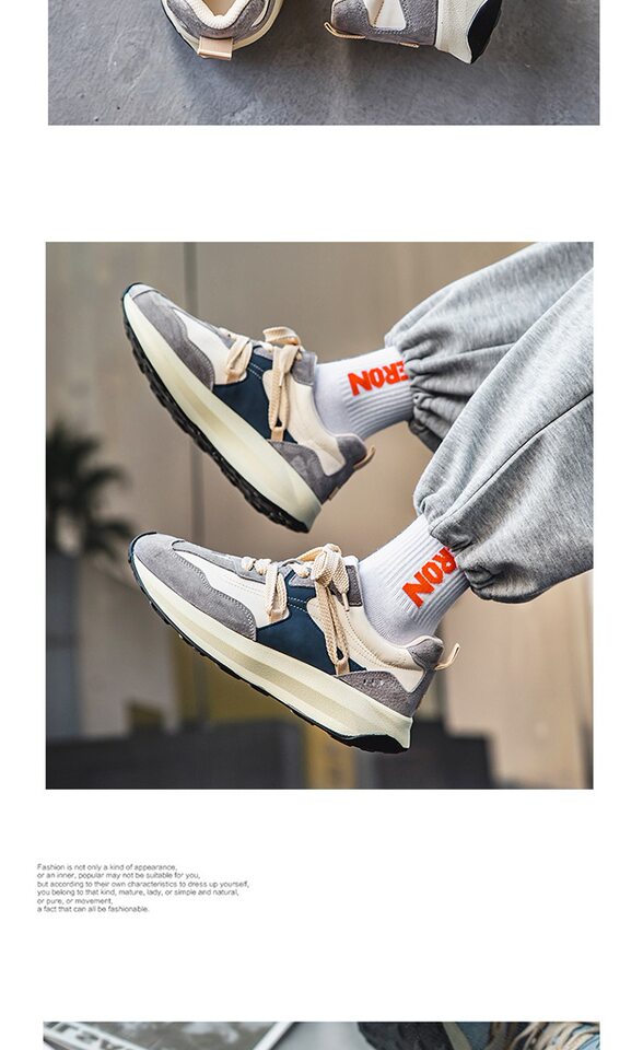 Giày sneaker nam phối màu , nhẹ thoáng khí, đế bệt — màu xanh, màu xám chi tiết 14