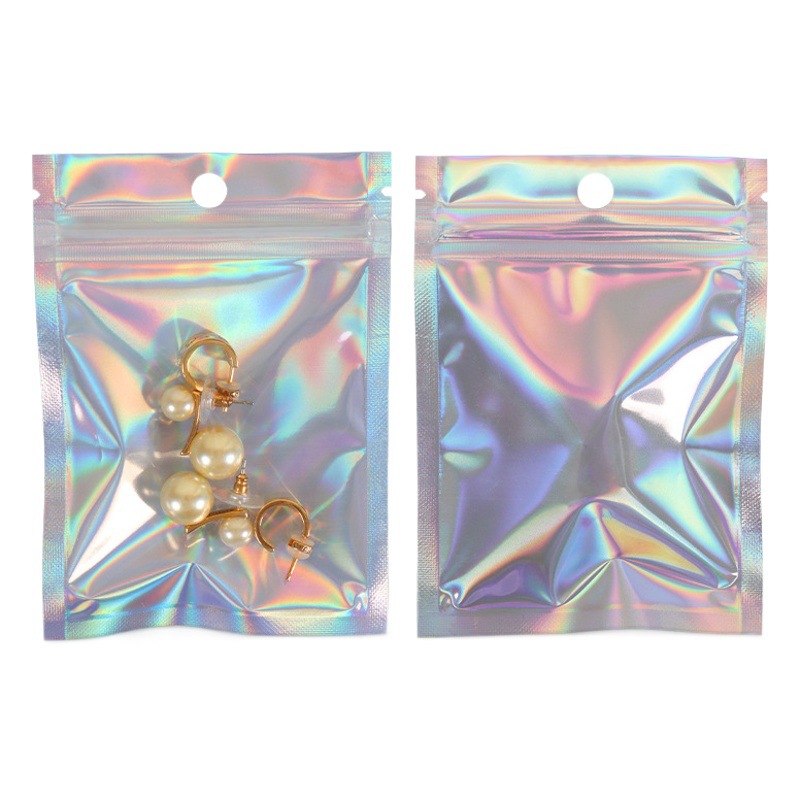 Película láser Symphony Bolsa de hueso yin y yang Bolsa ziplock con láser Bolsa sellada de joyería degradada pequeña 14 Bolsa sellada de joyería de seda