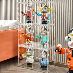 手辦娃娃泡泡瑪特展示盒加厚高透防塵盲盒收納盒大容量磁吸展示架