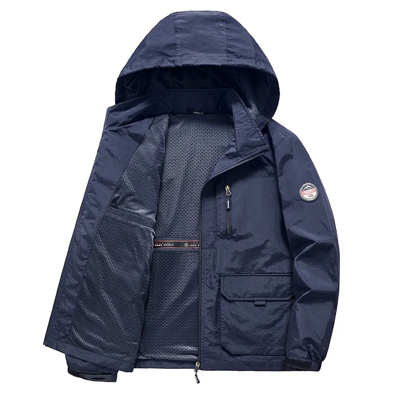 Chaqueta de primavera y otoño para hombre, exportación transfronteriza, corte holgado, multibolsillos, cortavientos, deportiva, tallas grandes. image 3