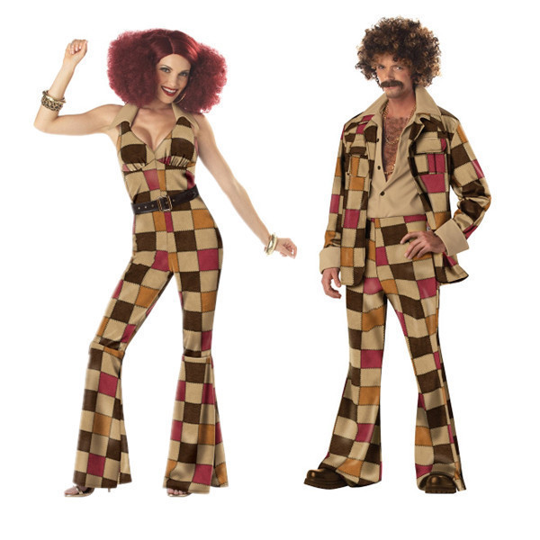 Bar singer costume retro 80's Denim plaid suit hip hop singer Lead dance costume stage costume