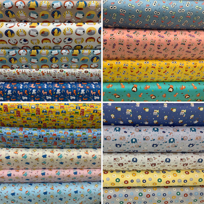 廠家直銷 批發40志斜紋全棉印花布1.6米寬 純棉卡通床單被套面料