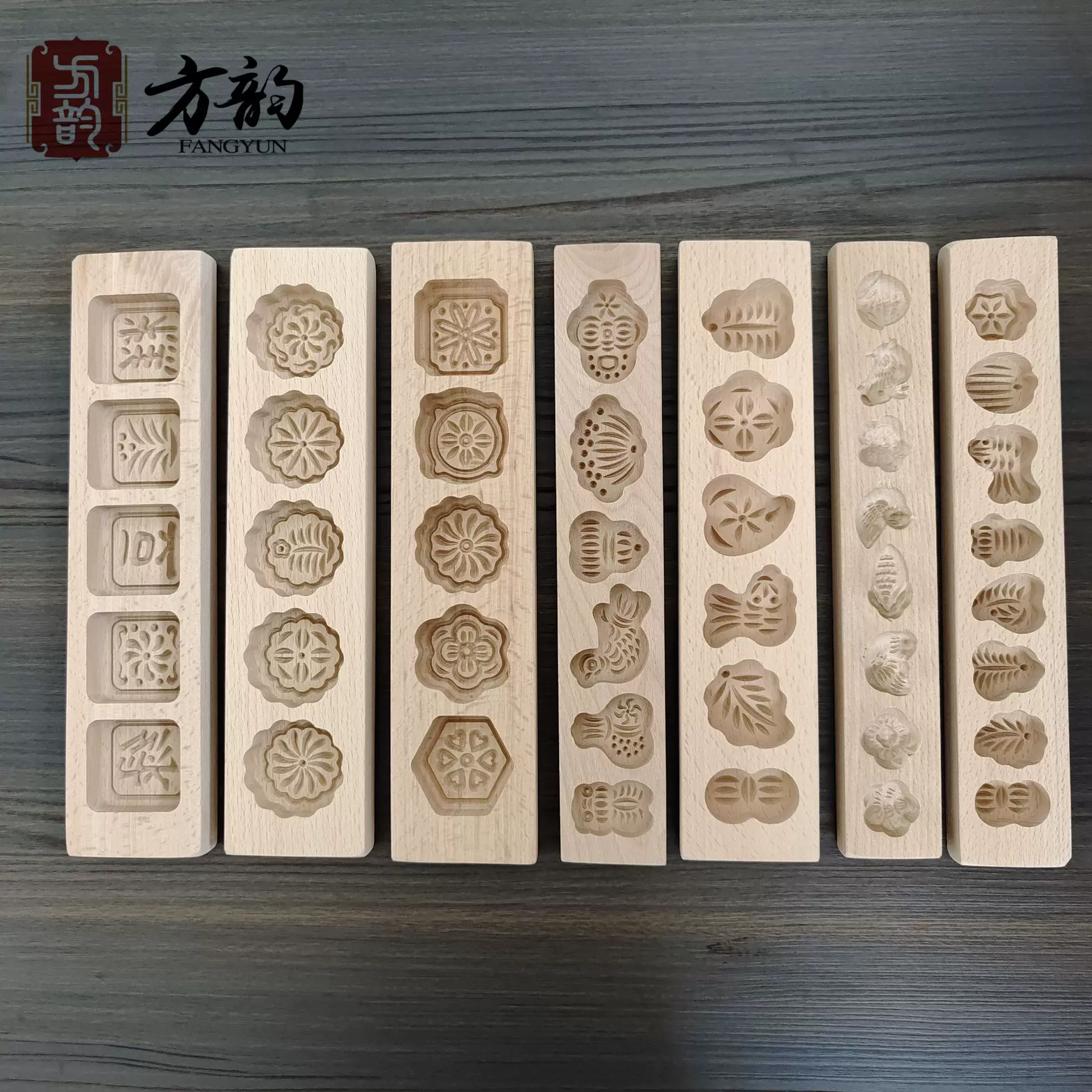五六八多孔模具木质月饼模具绿豆糕点南瓜饼面食蒸花样巧果馒头模