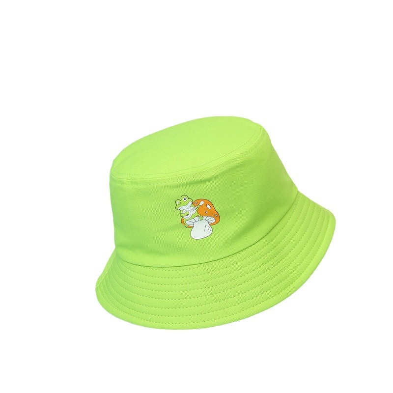 Sombrero tipo pescador versátil para parejas, modelo 2022, con diseño de rana y hongo, protección solar, ala ancha.