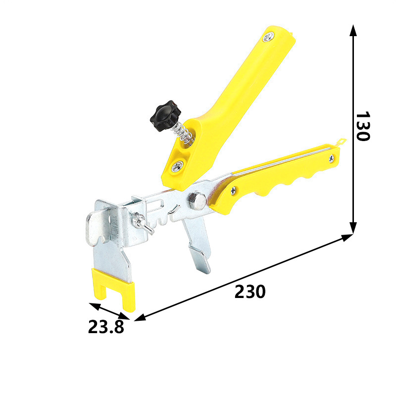 タイルレベリング器レベリング器のベースにタイルを貼り付けて、使い捨てレベリング器のクリップペンチのタイルを縫います。