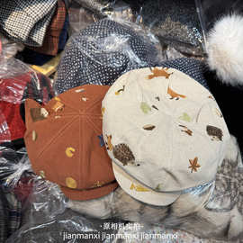 可爱减龄猫咪耳朵八角帽女2026春秋新款甜美时尚显脸小鸭舌报童帽