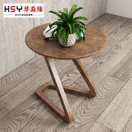 北欧边几白蜡木实木茶几圆几Z字小圆桌小户型沙发边几创意小茶几