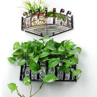 Wrought Iron Flower Rack Wall-Mounted Corner Shelf for Hanging Orchids and Pothos, Balcony Corner Triangular Succulent Flower Pot Rack