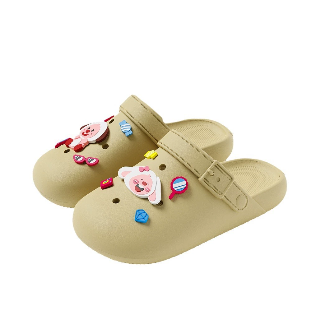 EVA Platform Beach Slides, Non-Slip Summer Sandals, Cute Slip-On with Decorative Charms, Sizes 36–45
