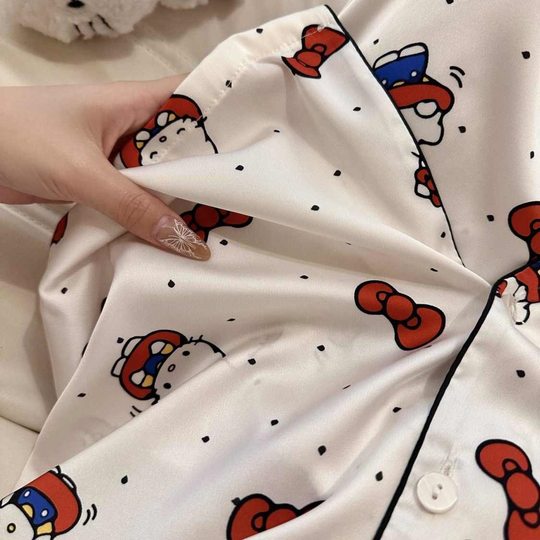 Bowknot kitty cat Korean style ins cute pajamas women's spring and autumn new long sleeve trousers home clothes can be worn outside