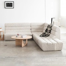 意式极简布艺沙发小户型客厅创意新款三人位贵妃位梯田模块沙发