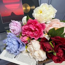 欧式牡丹王仿真花婚礼桌花家居软装插花洋牡丹假花花束批发花材款