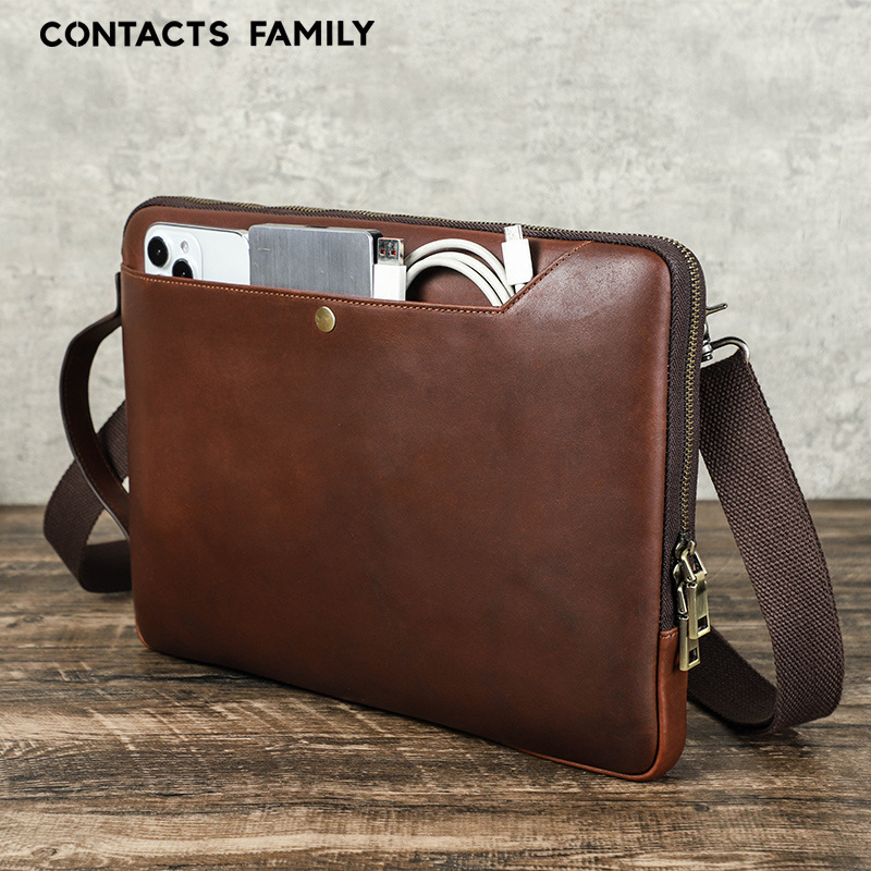 For MacbookPro 14.2 Protective Case Leather Shoulder Crossbody Multifunctional Laptop Bag