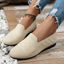 大码时尚女士鞋轻便飞织春秋新款鞋防滑休闲平底透气浅口单鞋欧美