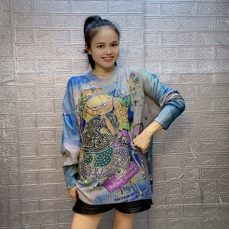Модный демисезонный вязаный свитер с круглым воротом, oversize