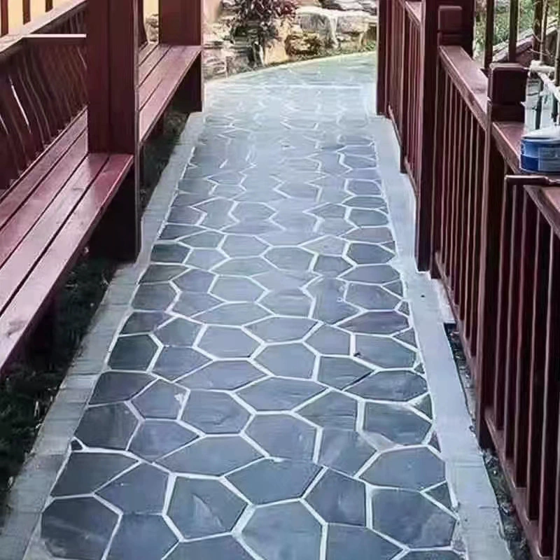 Зеленый сланец Ледяной трещина Двор Нерегулярная брусчатка Сломанный культурный камень Полигональный сад Зеленая шиферная напольная плитка