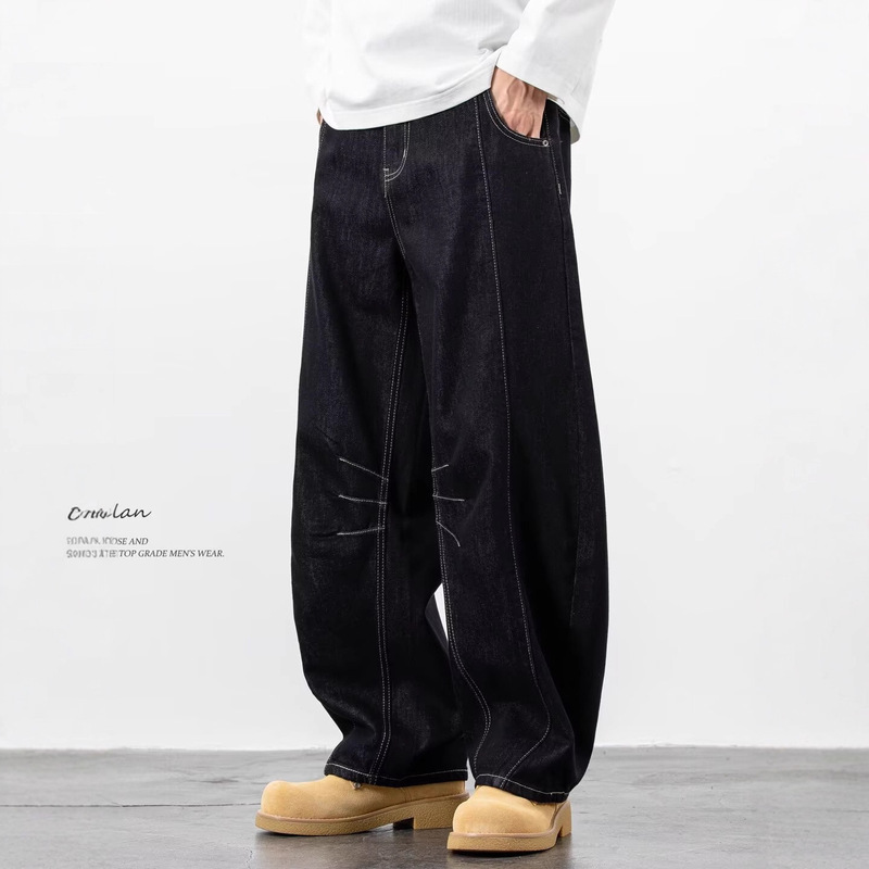 American Retro Trendy Men's Jeans Autumn New Loose Versatile High Street Straight Casual Simple Long Pants