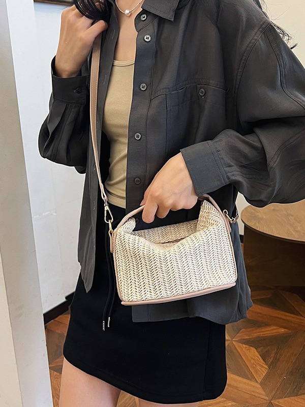 Bolso de verano 2024 nuevo estilo de moda material de tela de paja de moda bolso de mujer de moda bolso de hombro