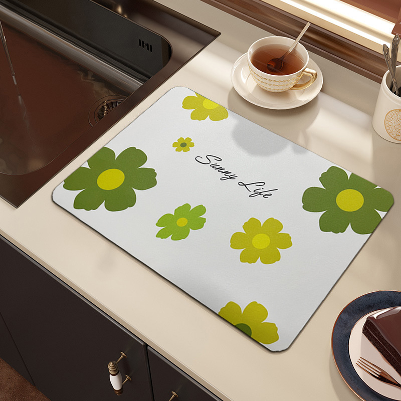 Pu absorbente estera de drenaje cocina encimera hogar antideslizante placa de la montaña estera aislamiento de goma de secado rápido mantel al por mayor