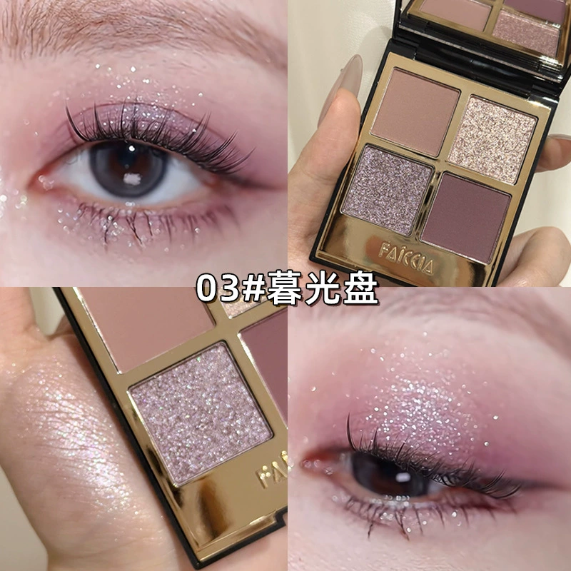 Кросс-бордер горячий продаж makeup Faiccia Mogo четыре цвета тени глаз, продвинутая тень с эффектом вспышки