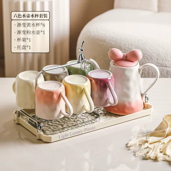 Teapot, glass holder, six colors, gradient