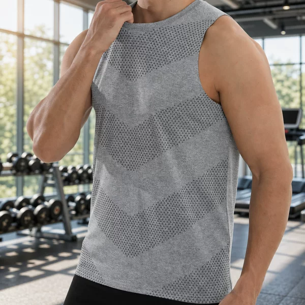 Cross-Border Men's Quick-Drying Vest with Print for Summer Basketball, Running, Fitness, Elastic and Breathable Marathon Vest for Men