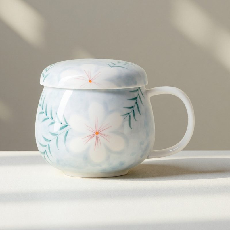墨己手绘陶瓷马克杯家用办公室茶杯个人专用泡茶杯茶水分离杯子|undefined