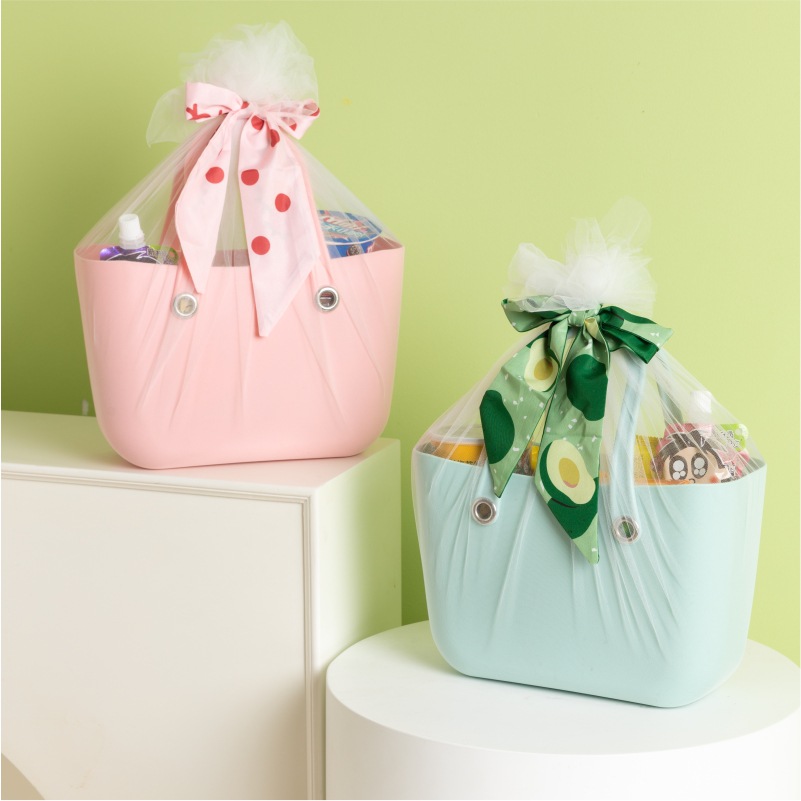 Nueva moda cesta de regalo de mano de plástico cesta de regalo de cumpleaños bolsa de baño cesta niños picnic cesta de almacenamiento