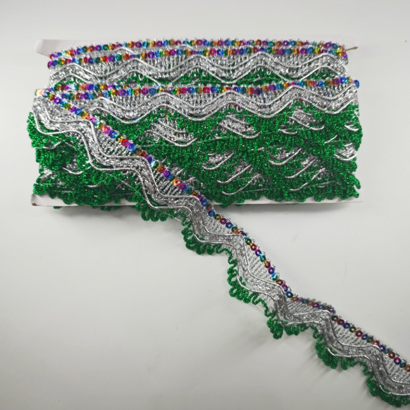 Triángulo de seda dorada, encaje de lentejuelas de color, encaje de torre plegable de mediados de otoño, bolso de camión grande, encaje superior, salón budista, encaje de mesa