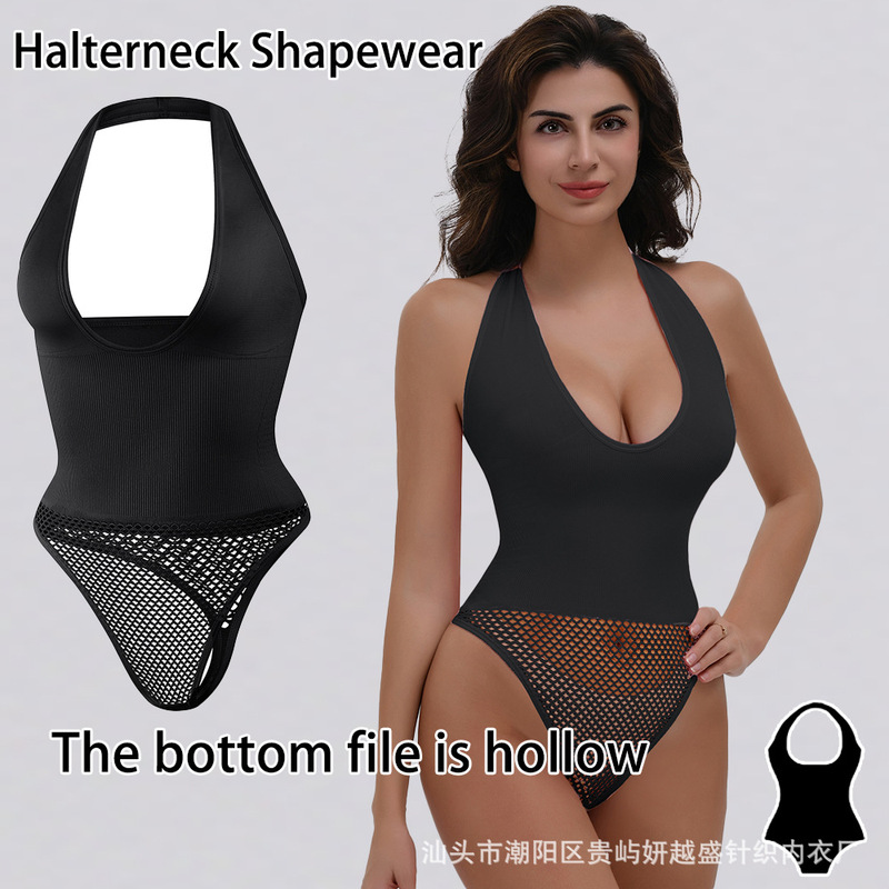 Cross-border Hollow-out Tunic Hollow shapewear Hanging Neck T-shaped plus size Shaper Sexy Low-cut