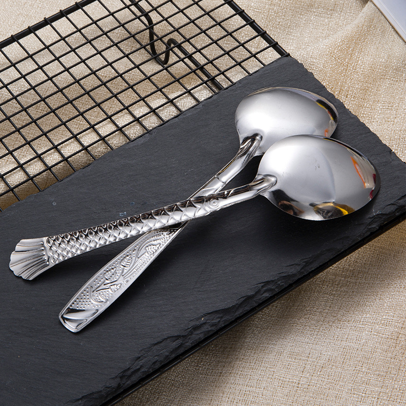 Juego de cubiertos de acero inoxidable (cuchara y tenedor) - Para sopa y frutas - Diseño creativo y elegante - Uso doméstico