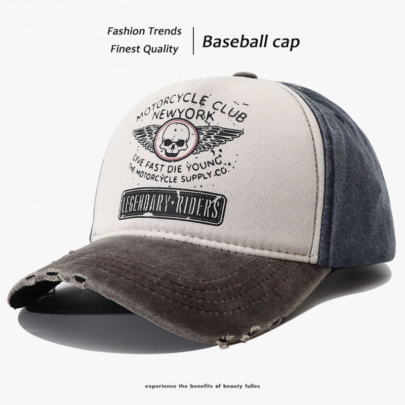 Hoed voor de vroege herfst 2023 voor dames, nieuwe vintage gewassen denim baseballpet voor heren, harde rand, Koreaanse stijl, gezichtsslankmakende eendenbek_voghion.com