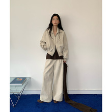 UNITY MODE 复古渐变皮裤女冬季直筒阔腿气质休闲裤长裤251315