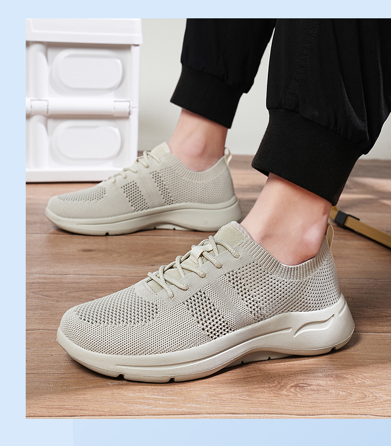Summer Cross-border Men's Large Size Casual Sports Versatile Flat Shoes, Lightweight Breathable Fly-knit Trendy Shoes_vogvips.com