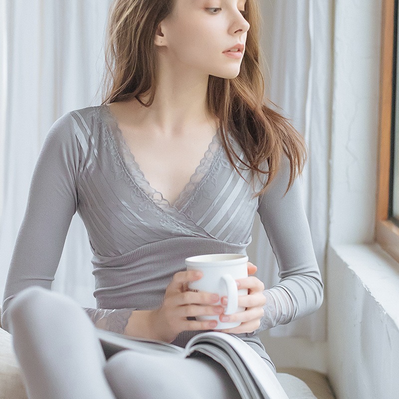 Traje de otoño personalizado, traje de pantalones de otoño, 37 grados, calefacción a temperatura constante, ropa interior térmica, mujer, tres segundos, calor, sin costura, modelo delgado, extremadamente caliente. image 8