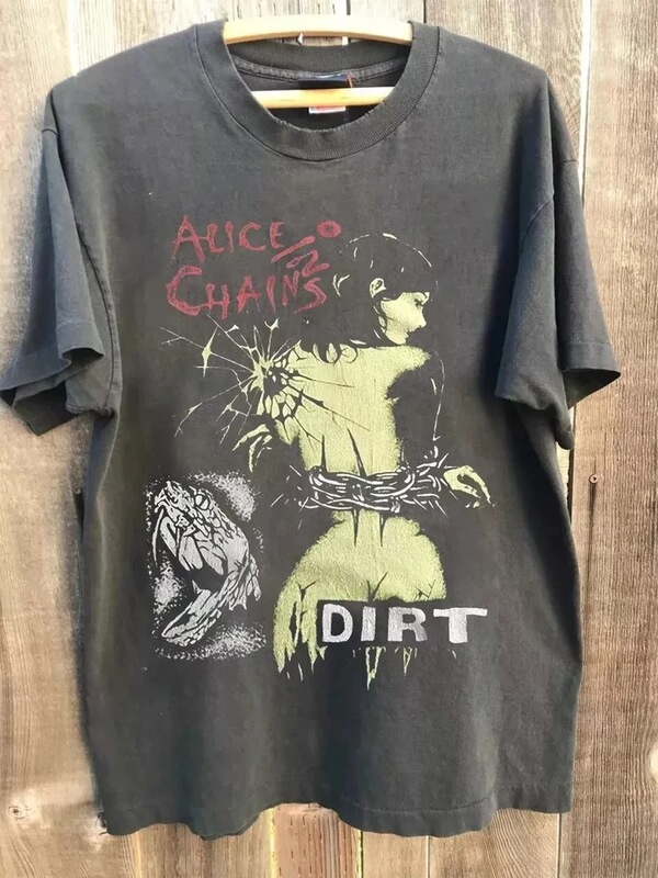 Alice in Chains Grunge Graphic Vintage Charcoal Unisex T-Shirt Men's and Women's S-4Xl Graphic Short Sleeve Shirt Men's