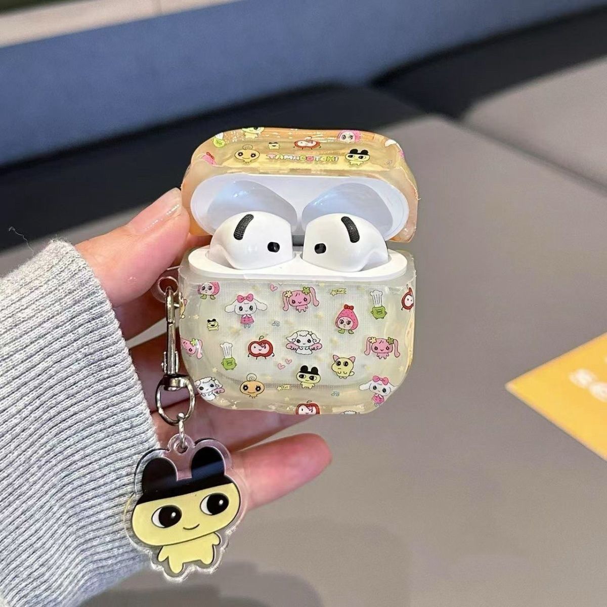 Amarillo pálido Topama Gako es adecuado para Apple AirPods 4 generación de cubierta protectora Bluetooth Airpod Pro2 cubierta protectora de auriculares