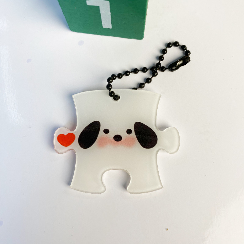 Yugui perro pareja novias mochila cadena Sanrio rompecabezas llavero INS de dibujos animados colgante chica corazón lindo